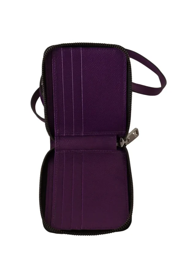 Dolce & Gabbana Women's Elegant Purple Leather Bifold Wallet with Strap