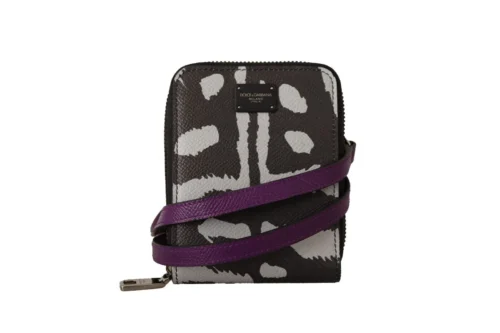 Dolce & Gabbana Women's Elegant Purple Leather Bifold Wallet with Strap