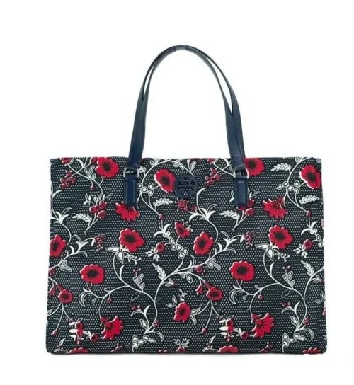 Tory Burch Women's Medium Nylon Retro Batik Print Shoulder Tote Handbag