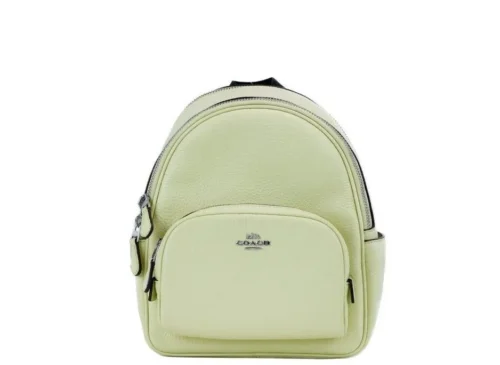 COACH Women's Mini Court Pale Lime Pebbled Leather Shoulder Backpack Bag