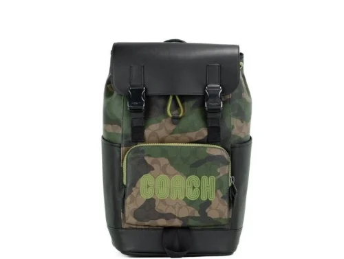 COACH Women's Large Signature Camo Print Coated Canvas Track Backpack Bookbag