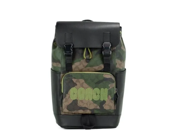 COACH Women's Large Signature Camo Print Coated Canvas Track Backpack Bookbag
