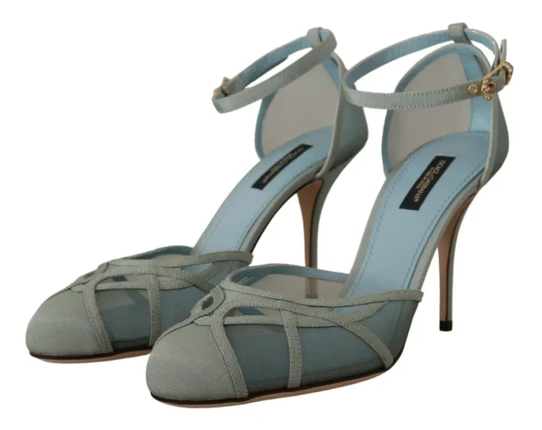 Dolce & Gabbana Women's Elegant Blue Mesh Ankle Strap Sandals