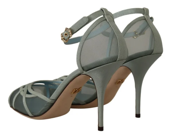 Dolce & Gabbana Women's Elegant Blue Mesh Ankle Strap Sandals