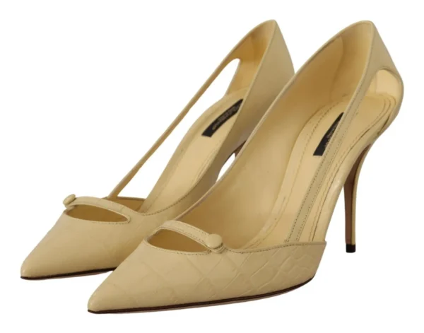 Dolce & Gabbana Women's Chic Pointed Toe Leather Pumps in Sunshine Yellow