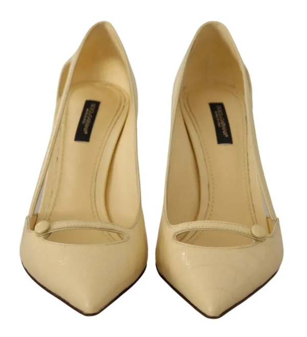 Dolce & Gabbana Women's Chic Pointed Toe Leather Pumps in Sunshine Yellow