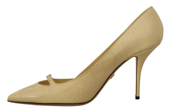 Dolce & Gabbana Women's Chic Pointed Toe Leather Pumps in Sunshine Yellow