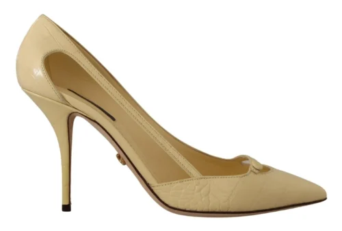 Dolce & Gabbana Women's Chic Pointed Toe Leather Pumps in Sunshine Yellow