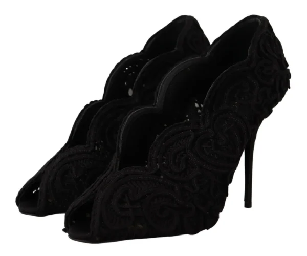 Dolce & Gabbana Women's Elegant Black Lace Stiletto Heels