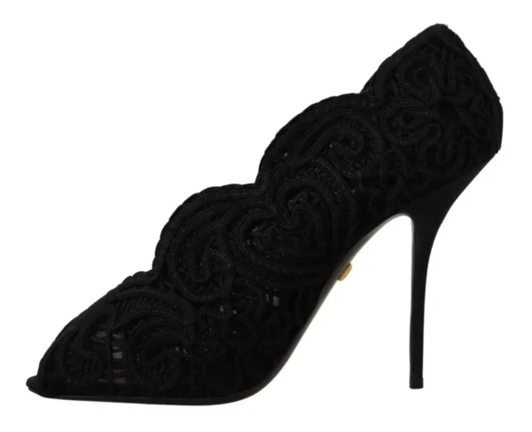 Dolce & Gabbana Women's Elegant Black Lace Stiletto Heels
