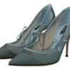 Dolce & Gabbana Women's Chic Blue Mesh Heels with Silver Chain Details