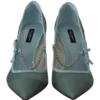 Dolce & Gabbana Women's Chic Blue Mesh Heels with Silver Chain Details