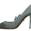 Dolce & Gabbana Women's Chic Blue Mesh Heels with Silver Chain Details