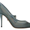 Dolce & Gabbana Women's Chic Blue Mesh Heels with Silver Chain Details