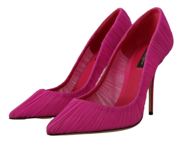 Dolce & Gabbana Women's Elegant Pink Tulle Mesh Heels Pumps