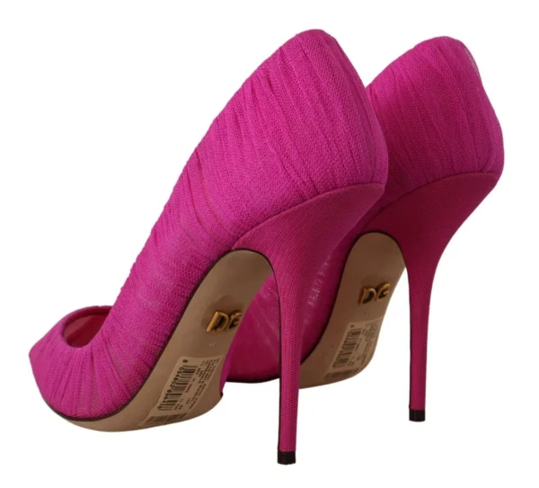 Dolce & Gabbana Women's Elegant Pink Tulle Mesh Heels Pumps