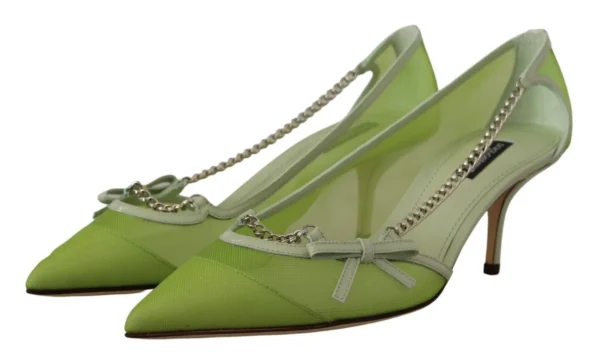 Dolce & Gabbana Women's Enchanting Green Mesh Chain Pumps