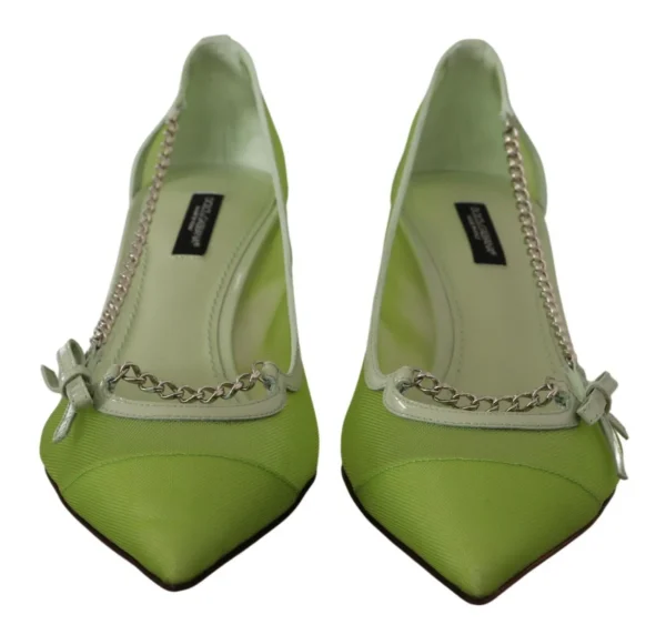 Dolce & Gabbana Women's Enchanting Green Mesh Chain Pumps