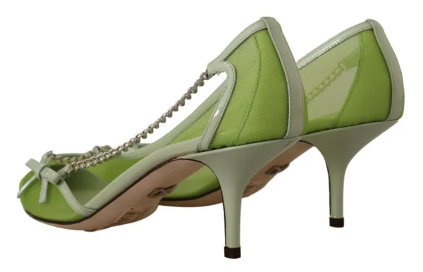 Dolce & Gabbana Women's Enchanting Green Mesh Chain Pumps