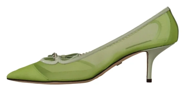 Dolce & Gabbana Women's Enchanting Green Mesh Chain Pumps