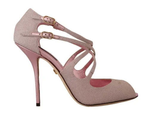 Dolce & Gabbana Women's Pink Glitter Peep Toe High Heels Sandals