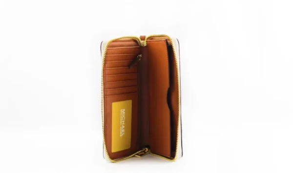 Michael Kors Women's Jet Set Large Vanilla Signature PVC Flat Multifunction Wrist Wallet