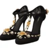 Dolce & Gabbana Women's Elegant Crystal-Embellished Mesh T-Strap Pumps