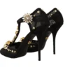 Dolce & Gabbana Women's Elegant Crystal-Embellished Mesh T-Strap Pumps