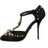 Dolce & Gabbana Women's Elegant Crystal-Embellished Mesh T-Strap Pumps