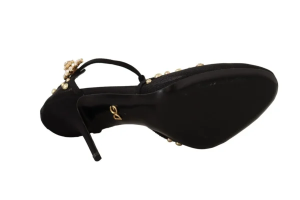 Dolce & Gabbana Women's Elegant Crystal-Embellished Mesh T-Strap Pumps