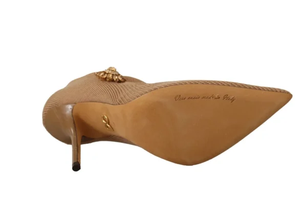 Dolce & Gabbana Women's Champagne Crystal Stiletto Pumps