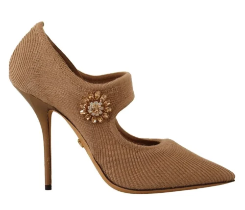 Dolce & Gabbana Women's Champagne Crystal Stiletto Pumps