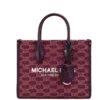 Michael Kors Women's Mirella Small Mulberry Canvas Top Zip Shopper Tote Crossbody Bag