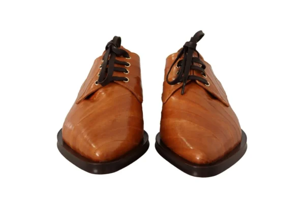 Dolce & Gabbana Women's Elegant Eel Leather Lace-Up Formal Flats