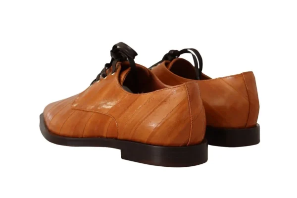 Dolce & Gabbana Women's Elegant Eel Leather Lace-Up Formal Flats