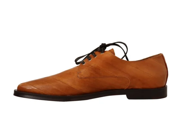 Dolce & Gabbana Women's Elegant Eel Leather Lace-Up Formal Flats
