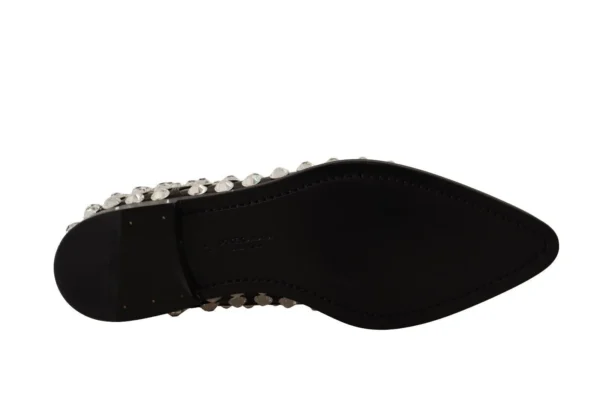 Dolce & Gabbana Women's Crystal-Embellished Leather Formal Flats