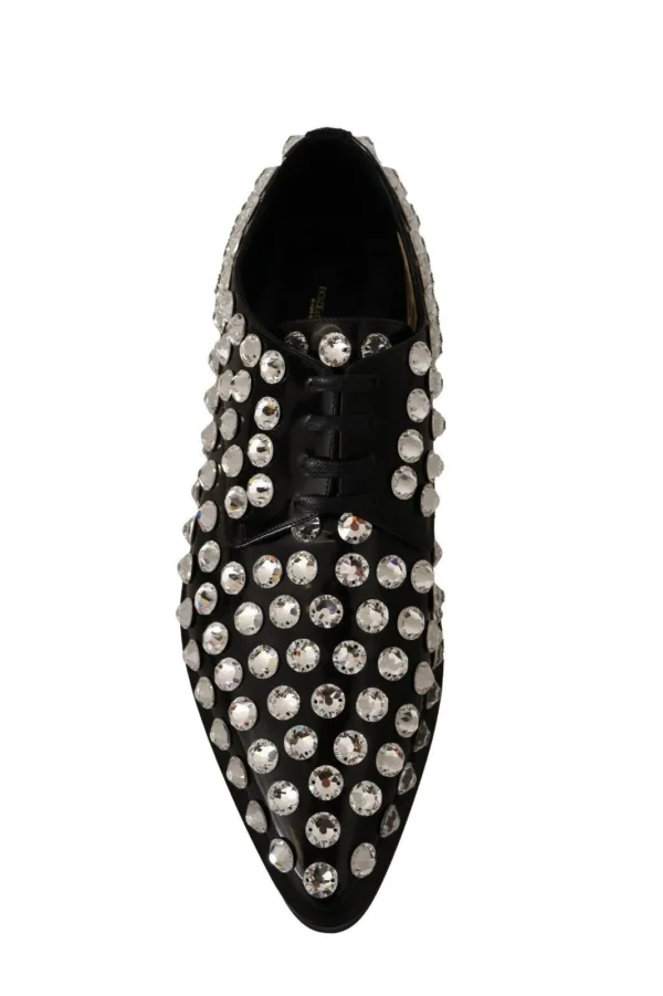 Dolce & Gabbana Women's Crystal-Embellished Leather Formal Flats