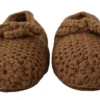 Dolce & Gabbana Women's Elegant Wool Knit Ballerina Flats in Brown