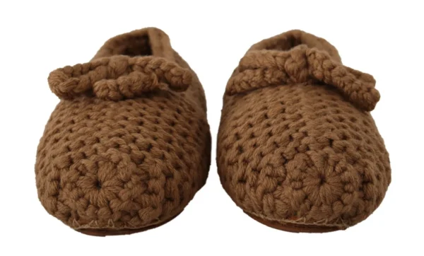Dolce & Gabbana Women's Elegant Wool Knit Ballerina Flats in Brown