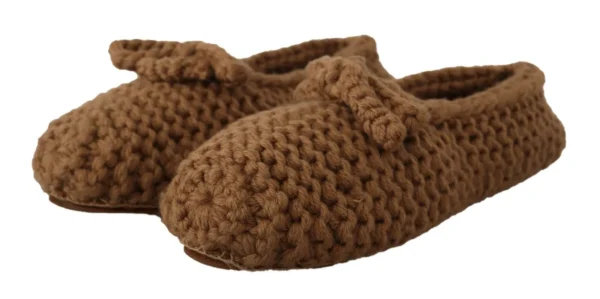 Dolce & Gabbana Women's Elegant Wool Knit Ballerina Flats in Brown
