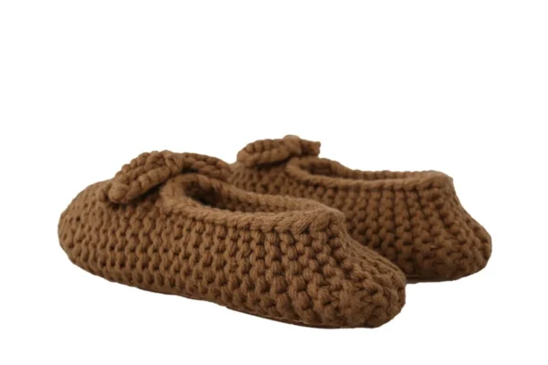 Dolce & Gabbana Women's Elegant Wool Knit Ballerina Flats in Brown