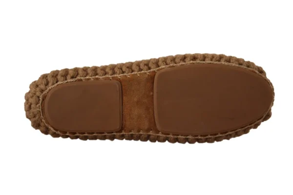Dolce & Gabbana Women's Elegant Wool Knit Ballerina Flats in Brown