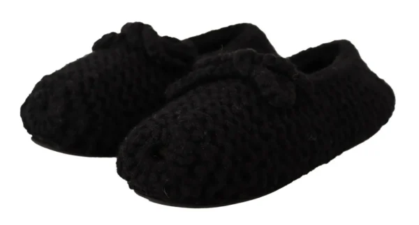 Dolce & Gabbana Women's Elegant Black Wool Knit Ballet Flats