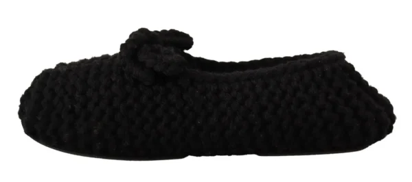 Dolce & Gabbana Women's Elegant Black Wool Knit Ballet Flats