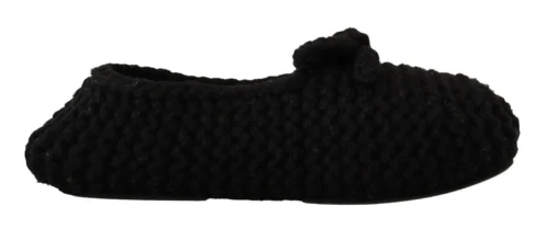 Dolce & Gabbana Women's Elegant Black Wool Knit Ballet Flats