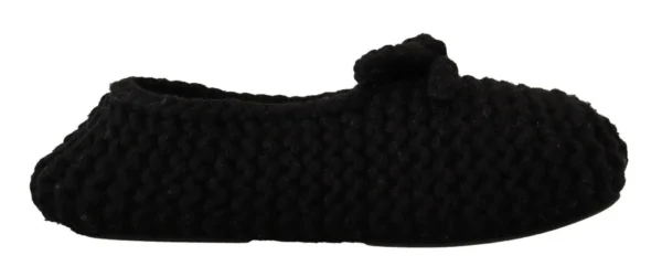 Dolce & Gabbana Women's Elegant Black Wool Knit Ballet Flats