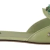 Dolce & Gabbana Women's Elegant Crystal-Embellished Green Leather Slides