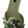 Dolce & Gabbana Women's Elegant Crystal-Embellished Green Leather Slides