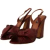 Dolce & Gabbana Women's Burgundy Bow Applique Leather Heels
